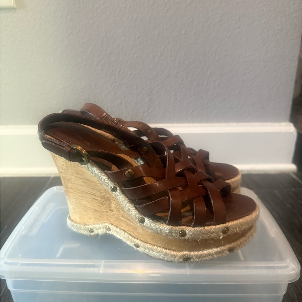 Michael Kors Leather Brown Platform Sandals